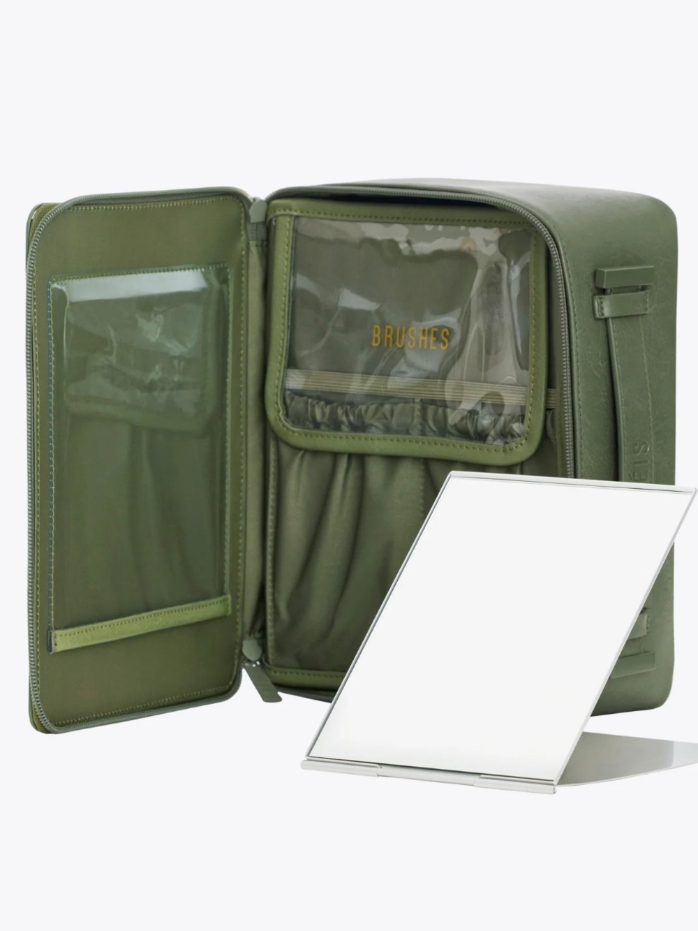 BEIS Olive Green Travel Toiletry Case with Top Handle